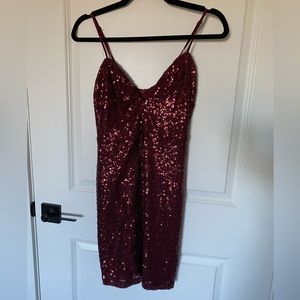 Lulu’s Maroon Red Sequin Mini Dress